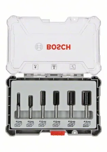 Milling cutter set, 8 mm shank, 6 pieces