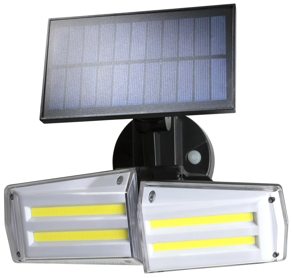 Solar LED floodlight with microwave sensor