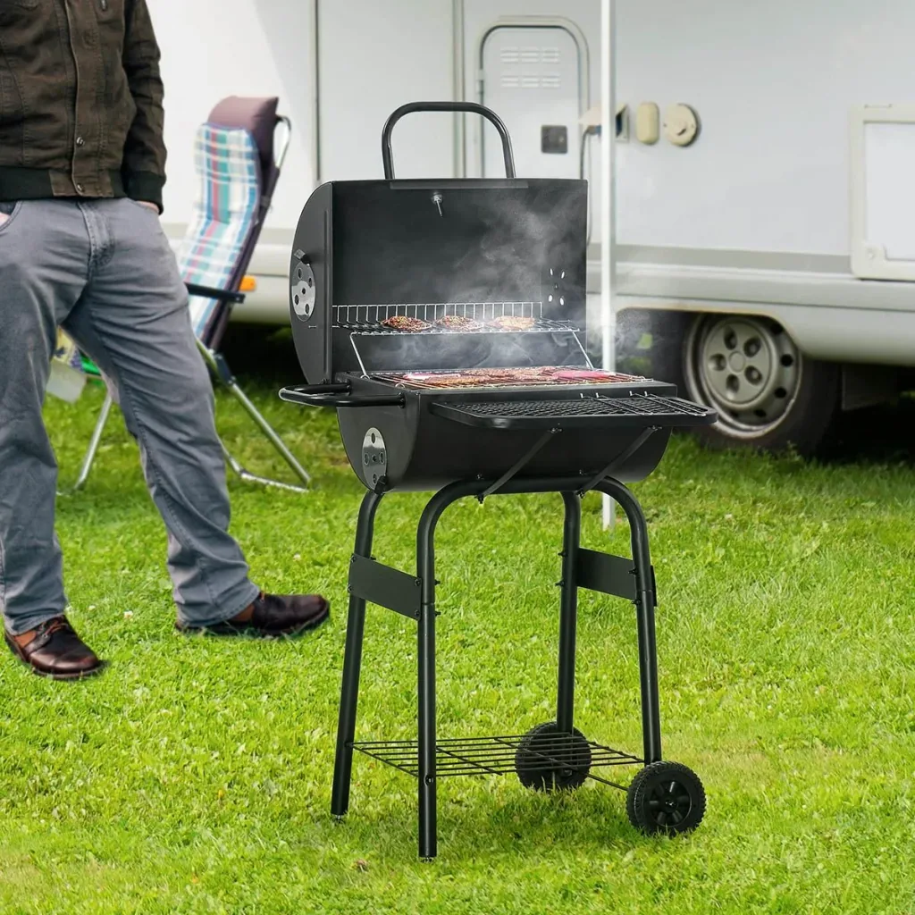 BBQ charcoal - with lid - metal - black