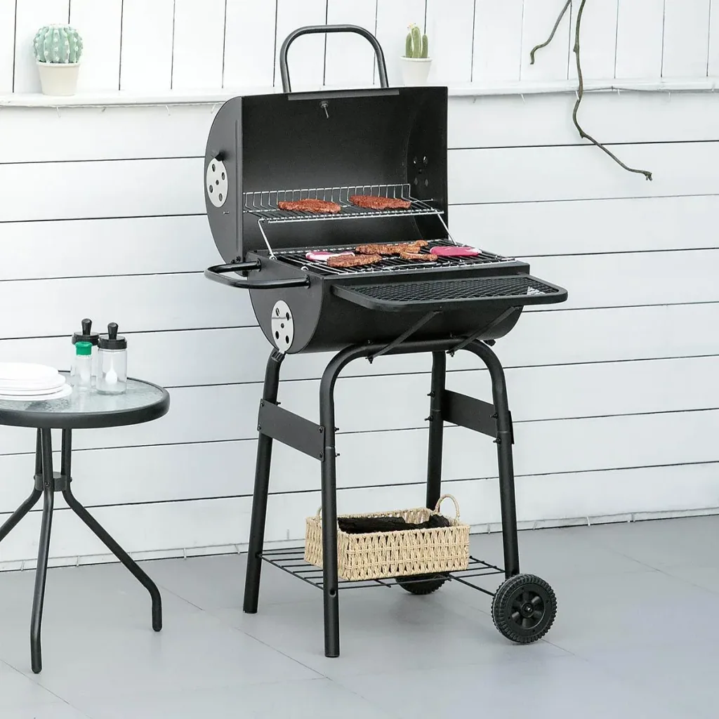 BBQ charcoal - with lid - metal - black
