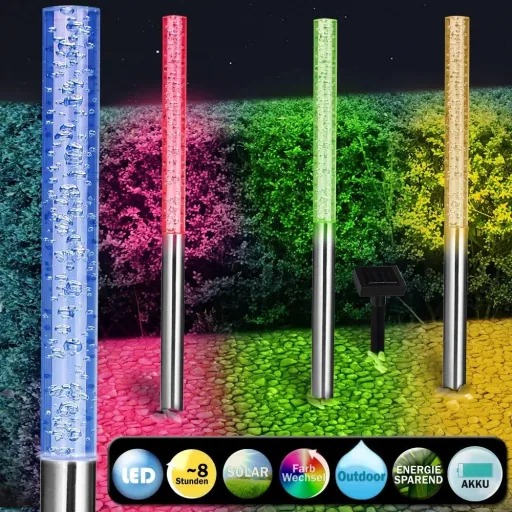 4x LED solar lamp with color changer