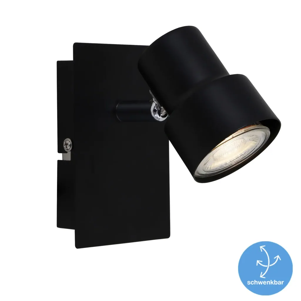 LED wall and ceiling light, 12 cm, 460 lumens, 5 watts, GU10, black