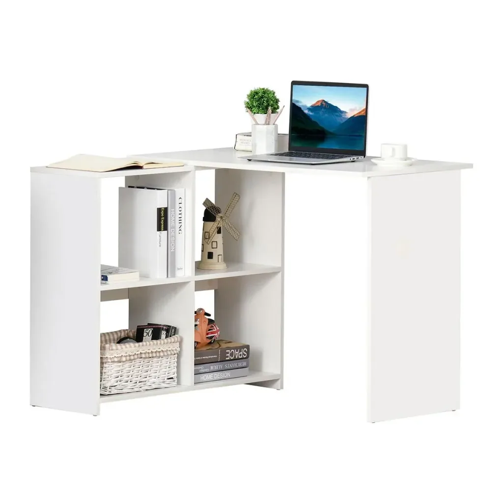 Corner Desk L-shaped Desk Computer Desk PC Laptop Gaming Table Angle Storage Office White 100 x