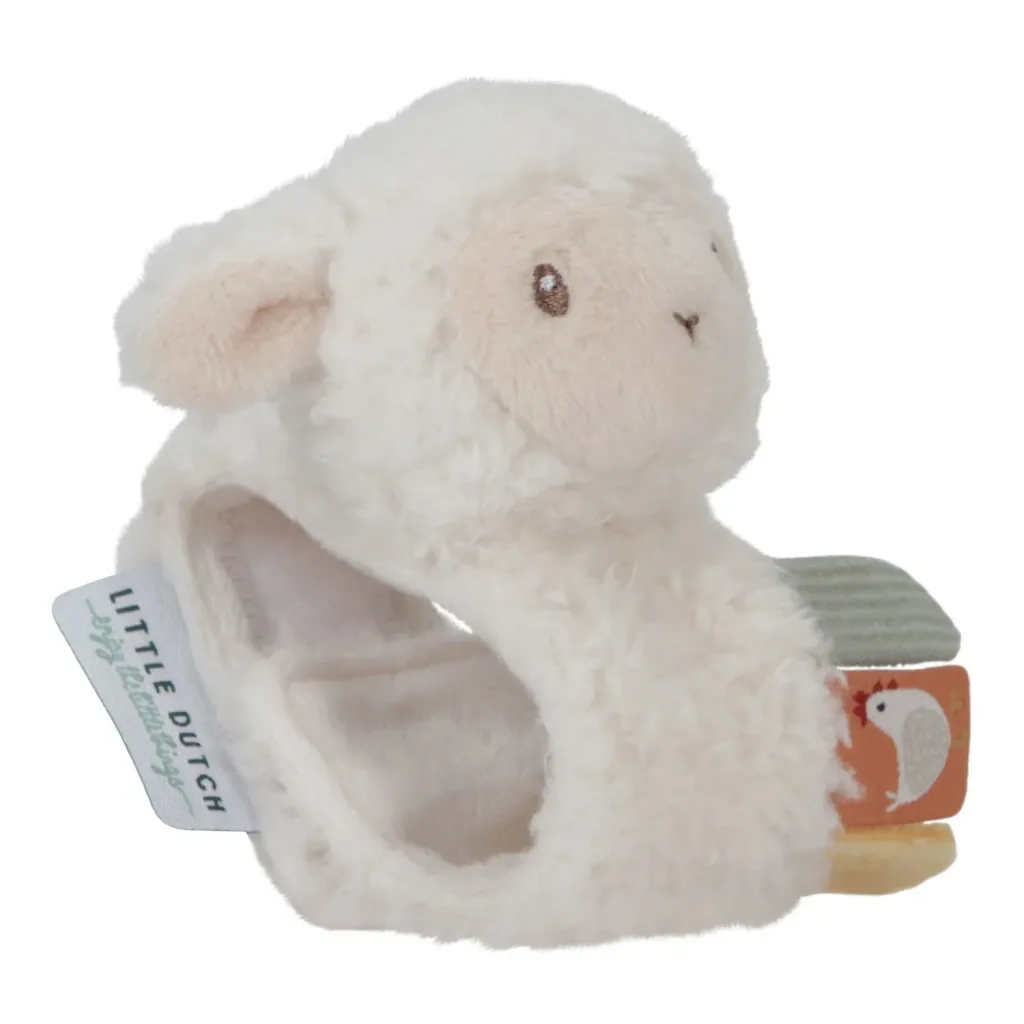 Little Dutch Polsrammelaar Little Farm - Schaap, rammelarmband met grijpelementen