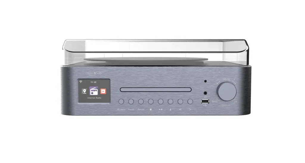 System with record player, internet, FM, DAB+/DAB radio, Bluetooth and MP3 CD player