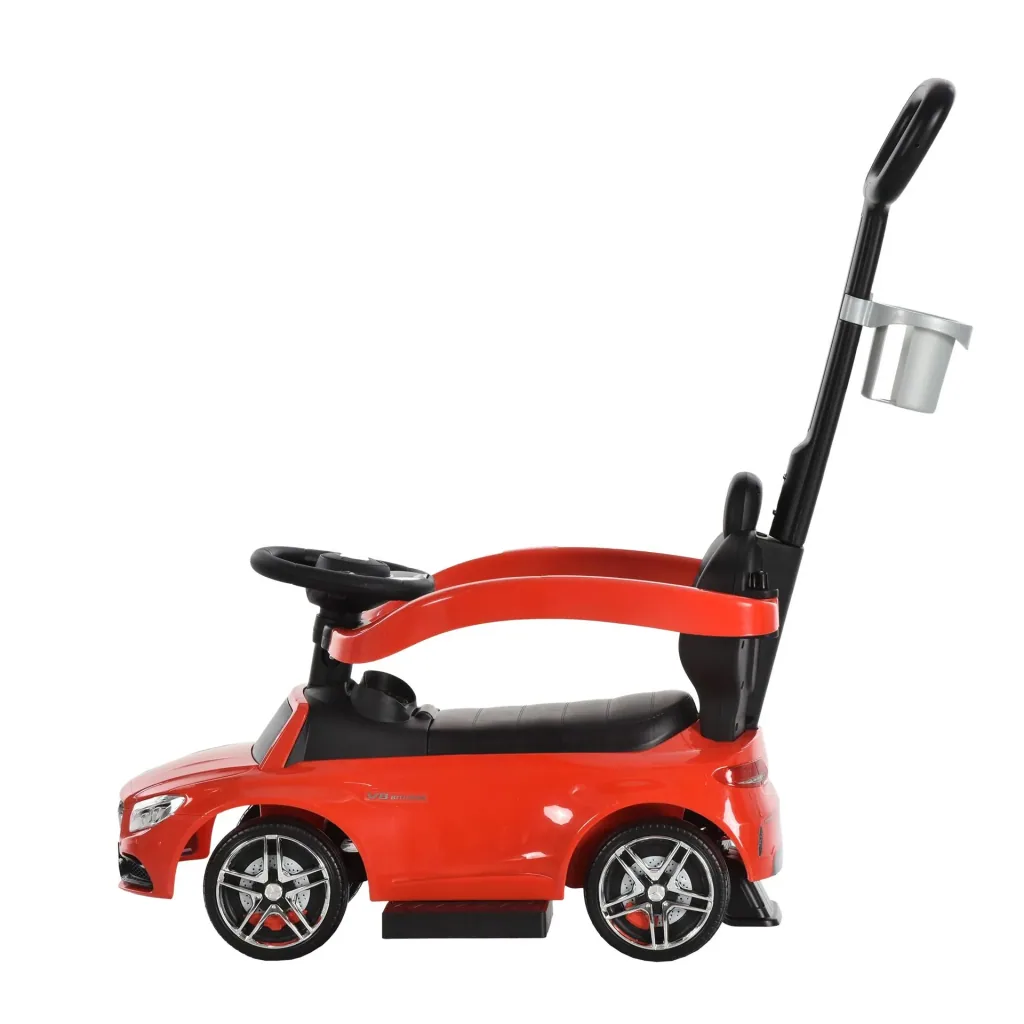 Ride-on car with push and hold bar