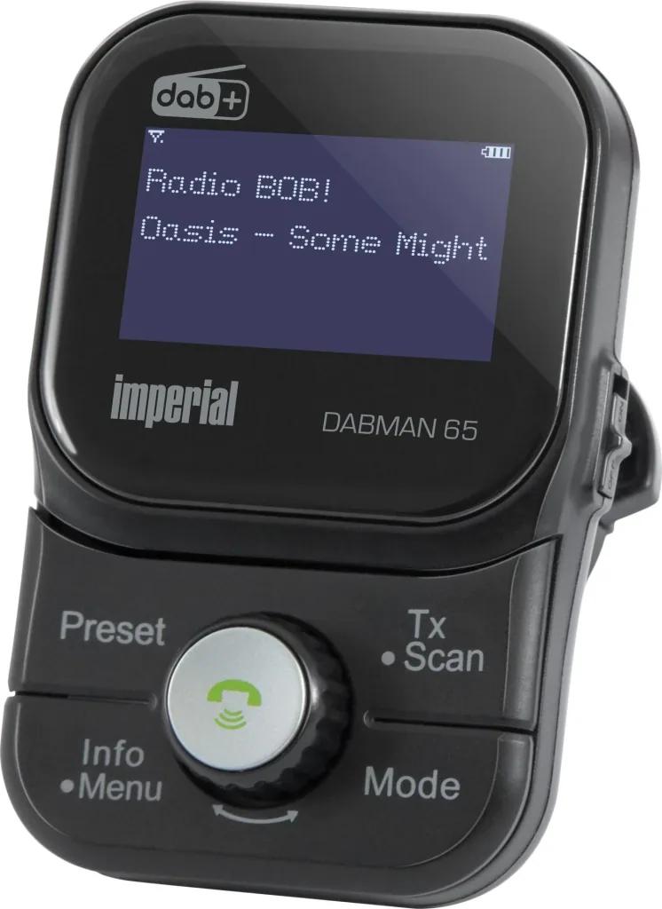 Mobile DAB+ receiver Dabman 65 (rechargeable battery, FM transmitter for car, Bluetooth, magnetic holder; antenna) black