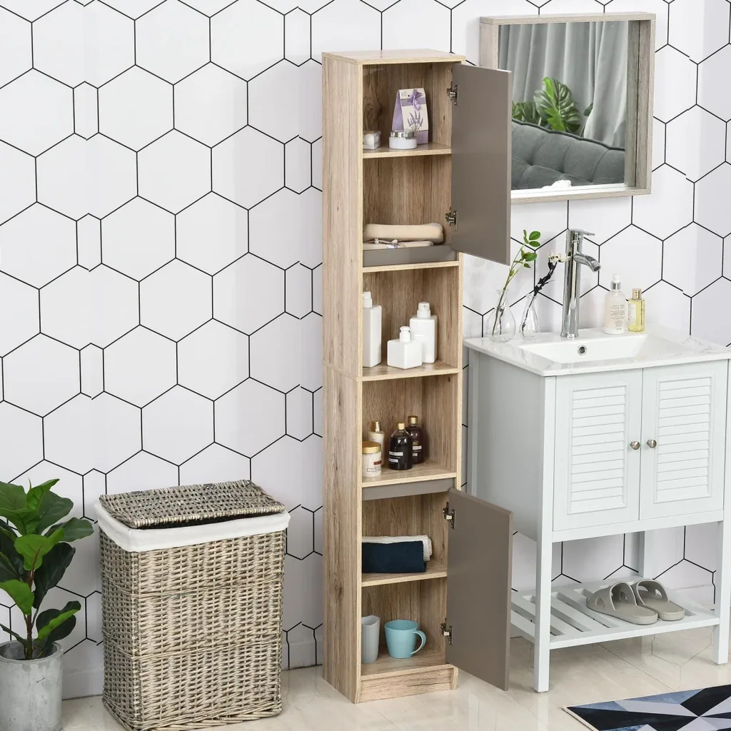 Wardrobe with 2 shelves and 2 cabinets with doors