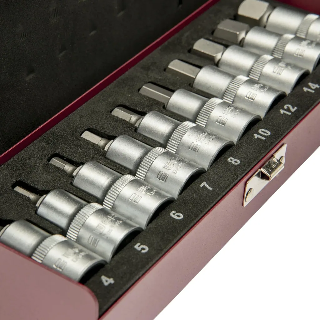 1/2" socket set with hexagon sockets, 10 pieces