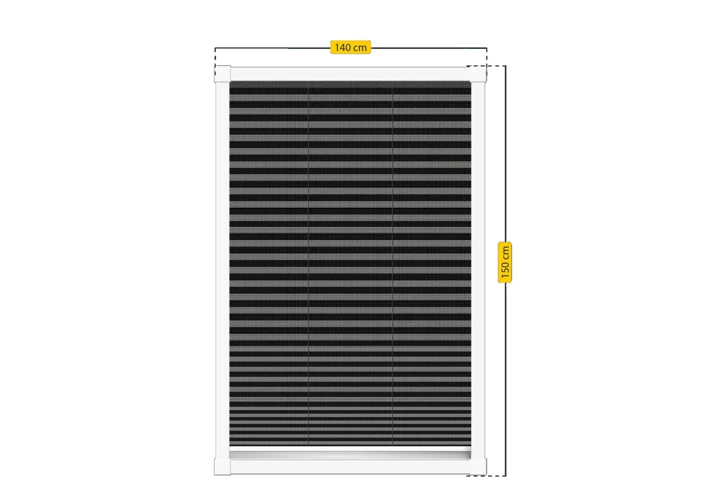 Insect screen pleated blind for windows, white, 140 x 150 cm