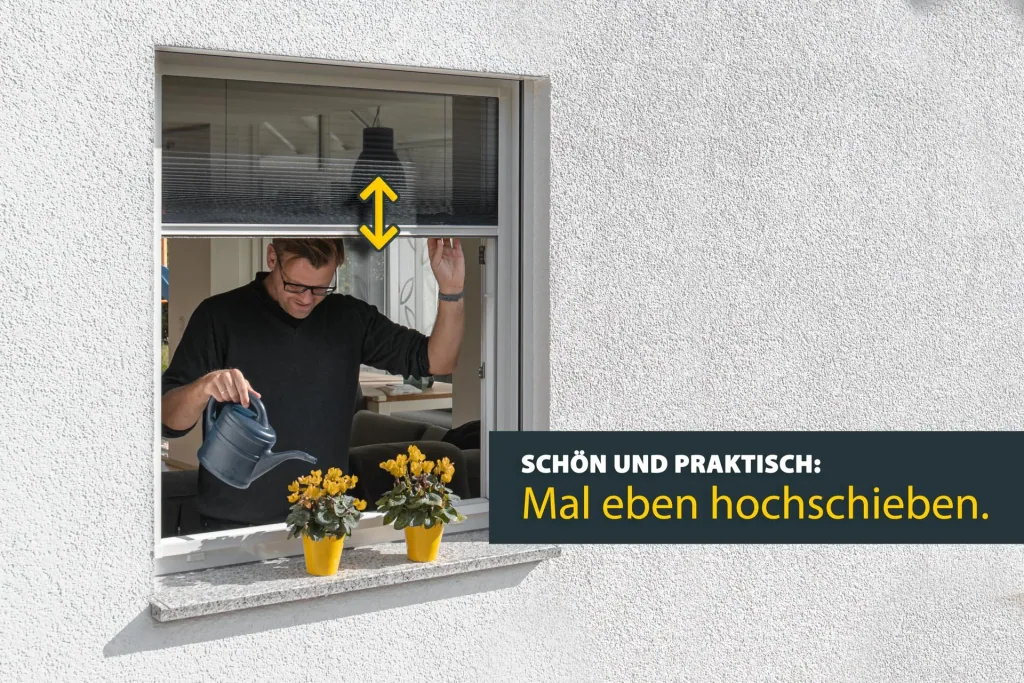 Insect screen pleated blind for windows, white, 140 x 150 cm