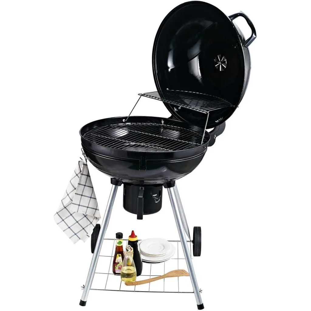 Grill cart charcoal grill standing grill ball grill BBQ round with ash catcher metal black Ø57 x 94 cm