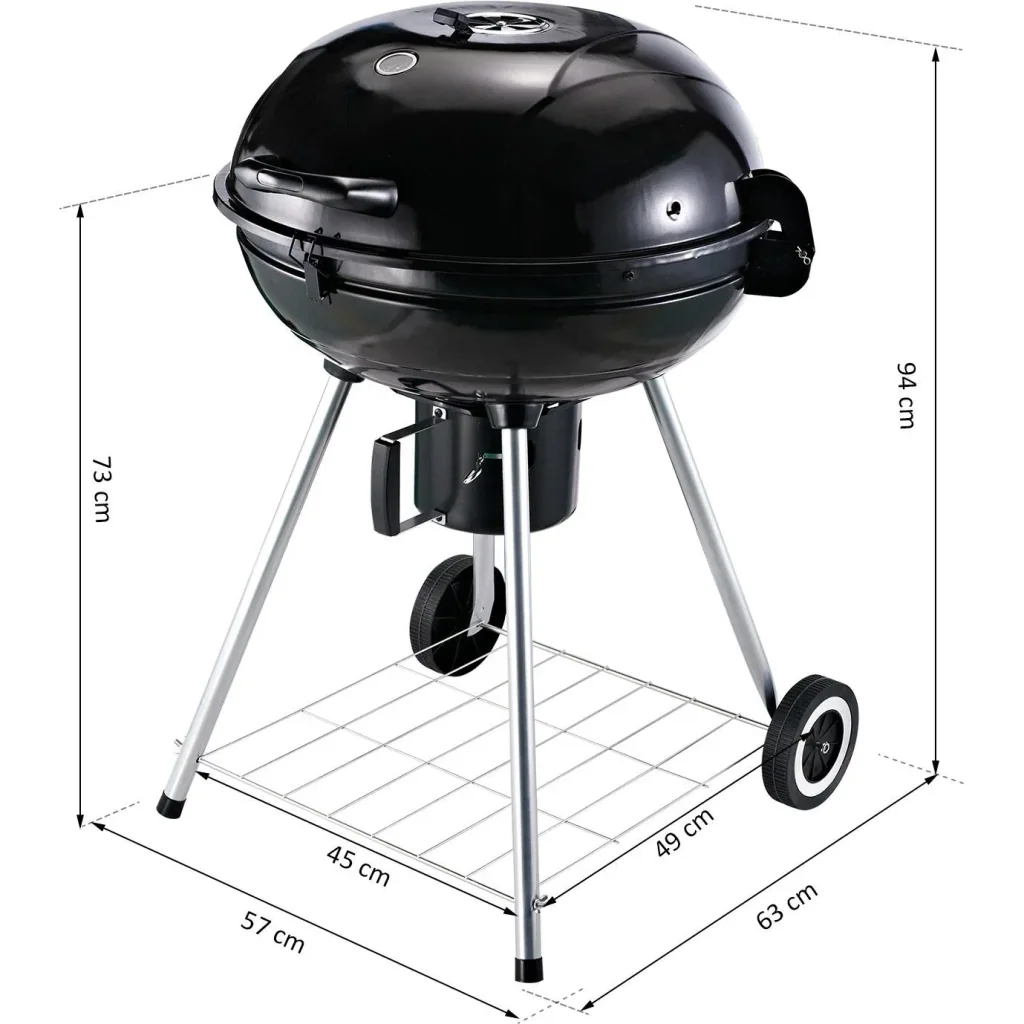Grill cart charcoal grill standing grill ball grill BBQ round with ash catcher metal black Ø57 x 94 cm