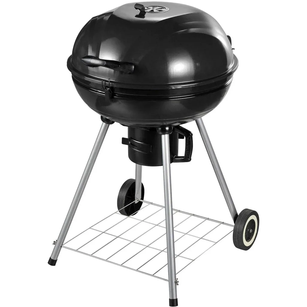 Grill cart charcoal grill standing grill ball grill BBQ round with ash catcher metal black Ø57 x 94 cm