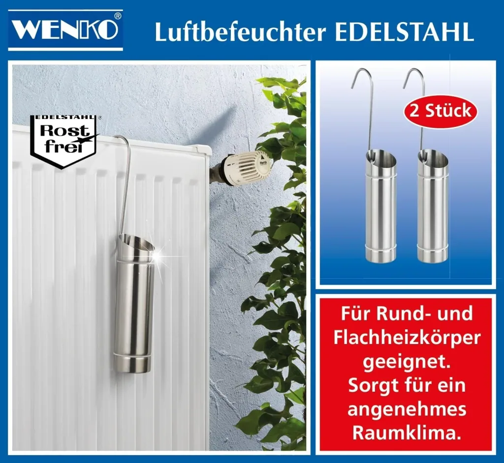 Humidifier for radiators, made of stainless steel, set of 2