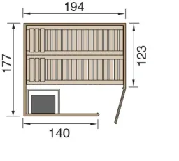 Element sauna KIRUNA 2 glass door with 230V 4.5 KW BioS oven