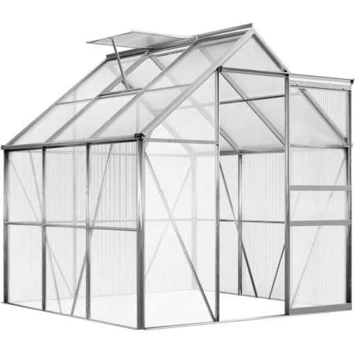 Aluminum greenhouse 5.85m³ with windows and gutter M4