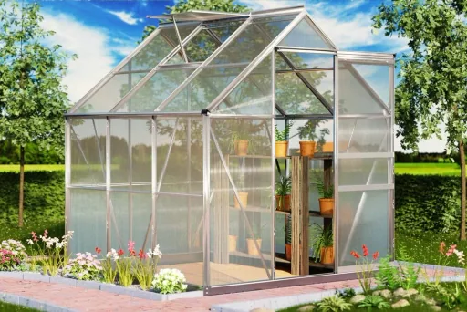 Aluminum greenhouse 5.85m³ with windows and gutter M4