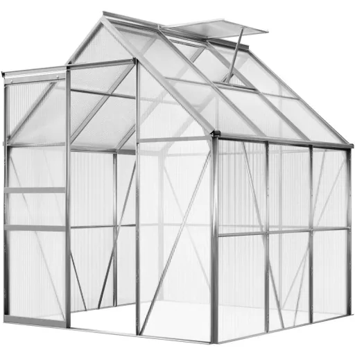 Aluminum greenhouse 5.85m³ with windows and gutter M4