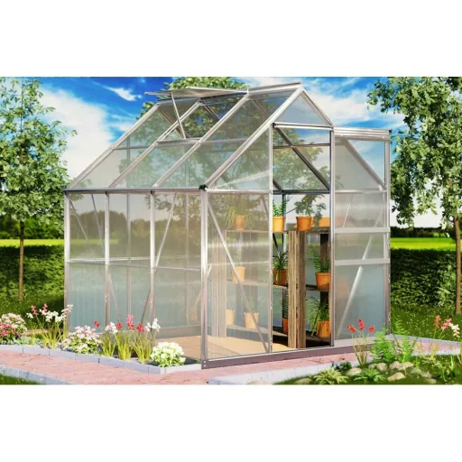 Aluminum greenhouse 5.85m³ with windows and gutter M4