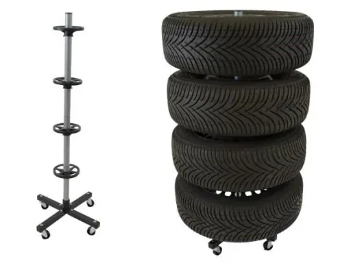Rim and tire holder with rollers