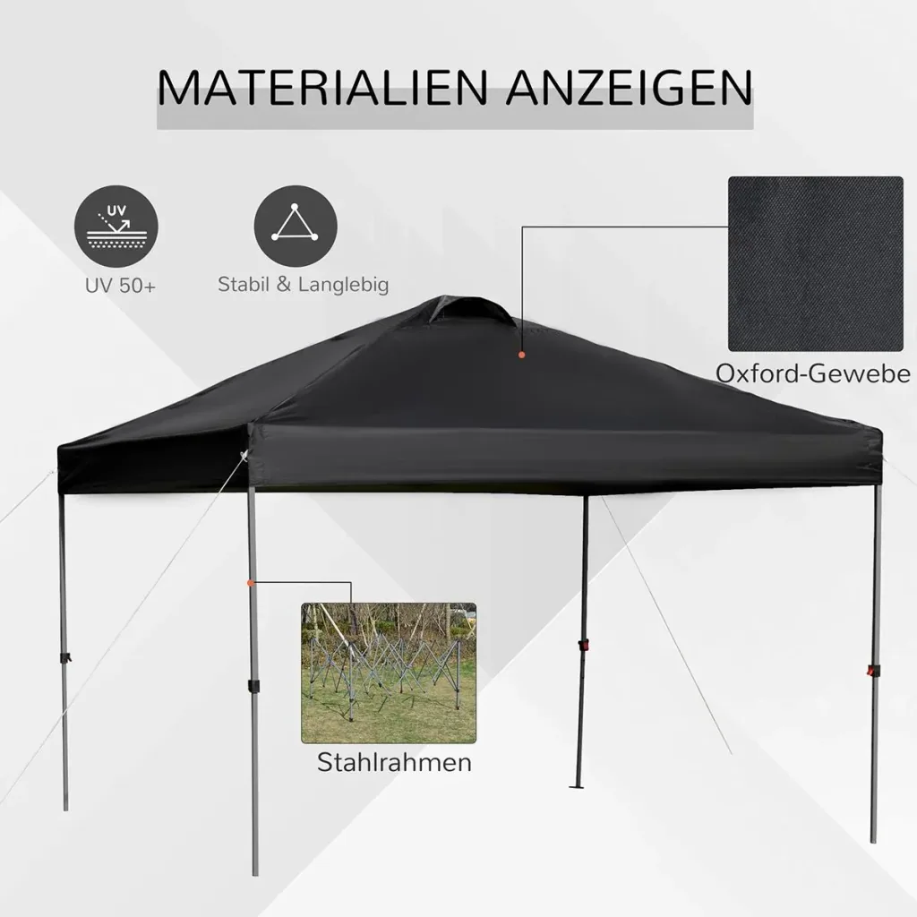Pop-up gazebo foldable black
