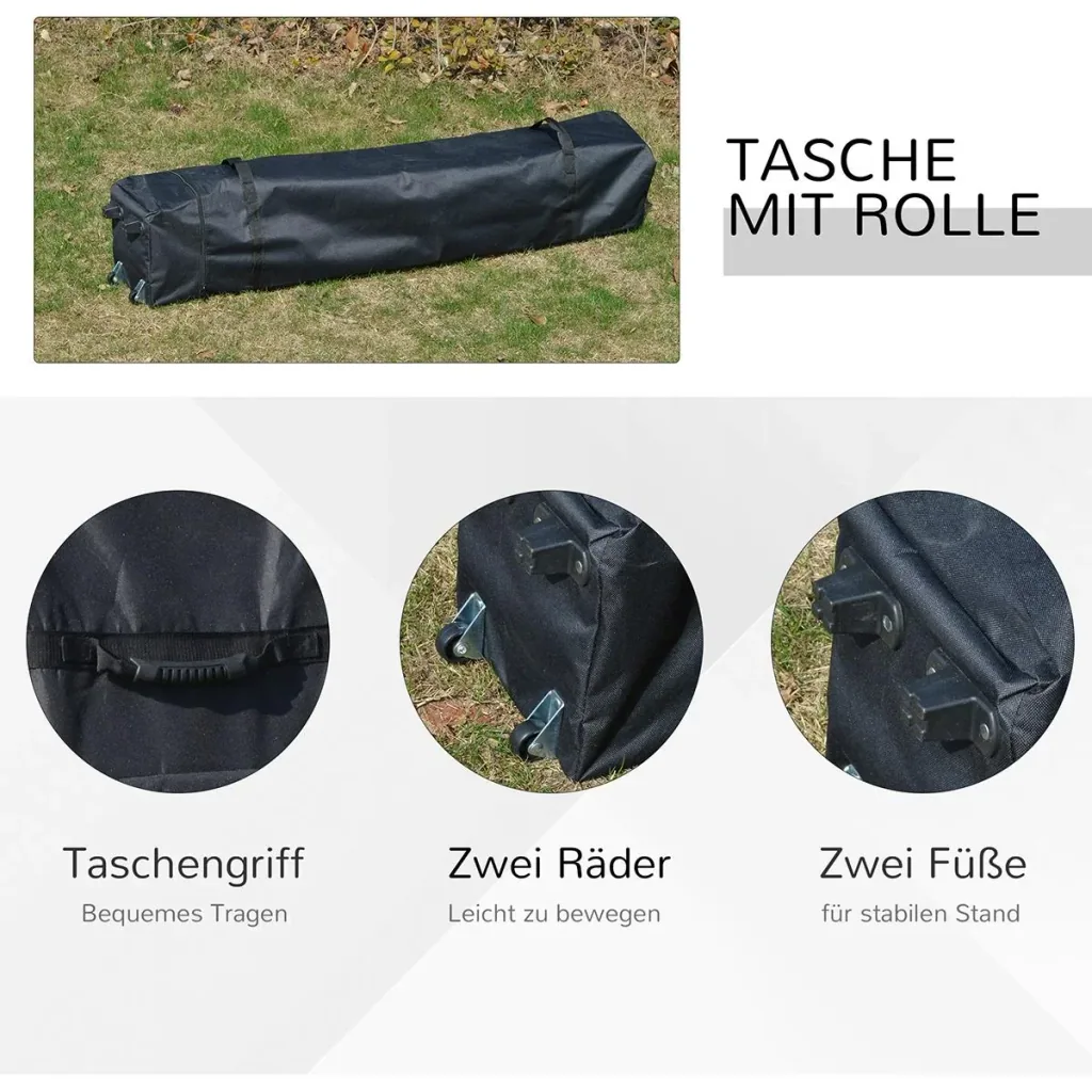 Pop-up gazebo foldable black