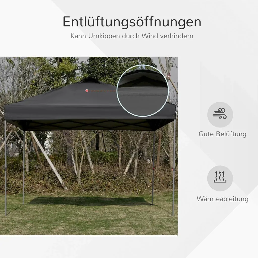 Pop-up gazebo foldable black