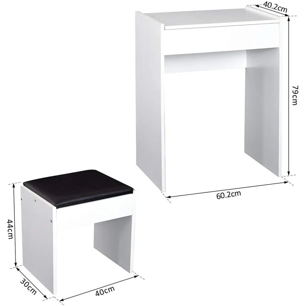 Dressing table cosmetic table with stool white 60 x 40 x 79cm