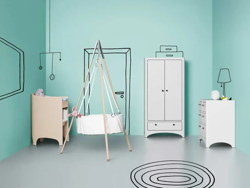 Leander babywieg beige wit