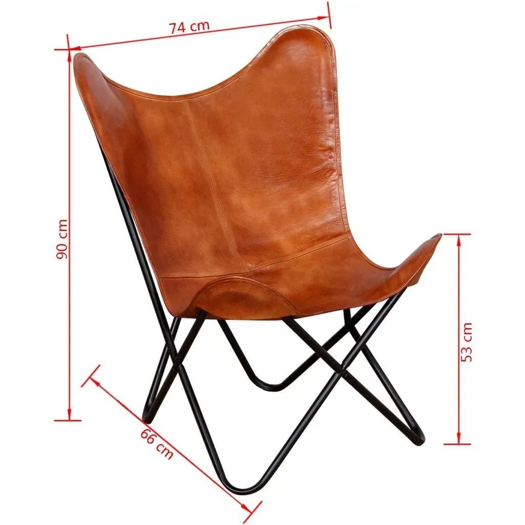 Butterfly chair genuine leather brown