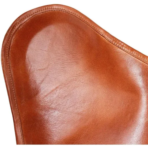 Butterfly chair genuine leather brown