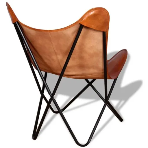 Butterfly chair genuine leather brown