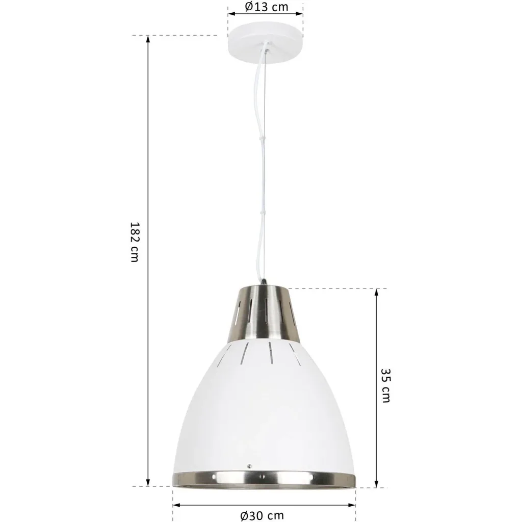 Hanging lamp ceiling lamp industrial vintage E27 40 W metal white ?30 x H35 cm (without bulb)