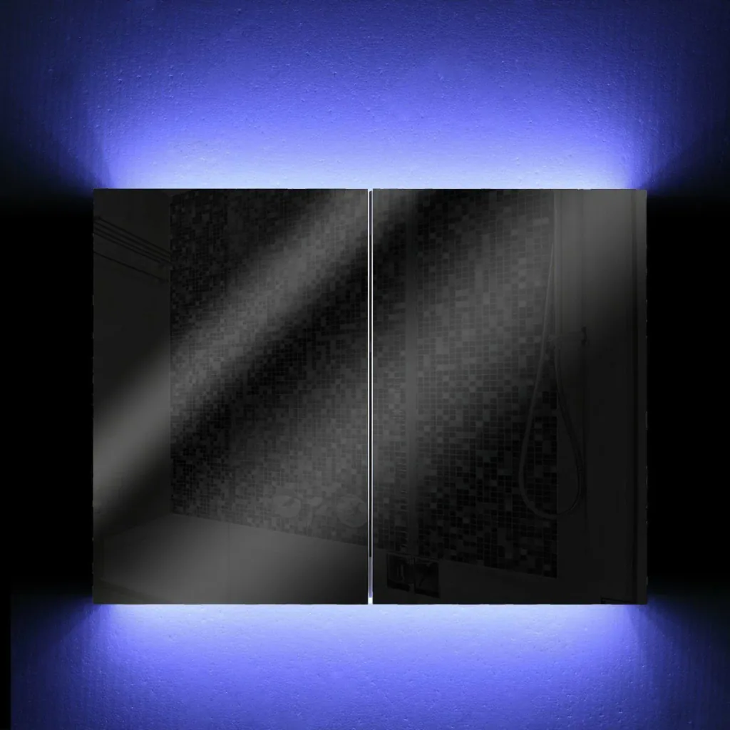 Mirror cabinet with LED light strips