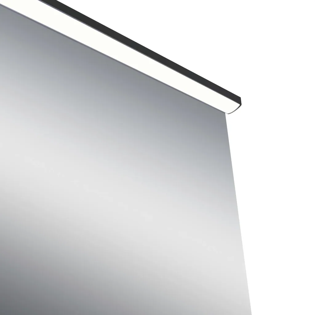 Bathroom mirror with lighting, "Black Home" - 80 x 60 cm - light color neutral white - with practical shelf