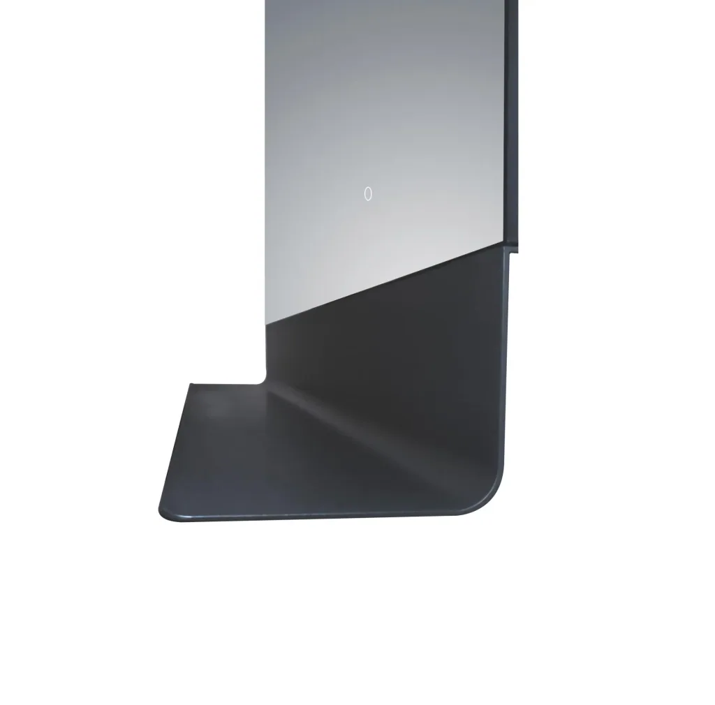 Bathroom mirror with lighting, "Black Home" - 80 x 60 cm - light color neutral white - with practical shelf