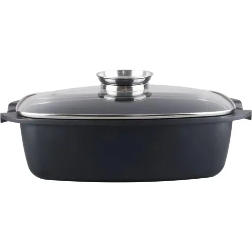 Casserole dish - with glass lid - 32 cm - Black