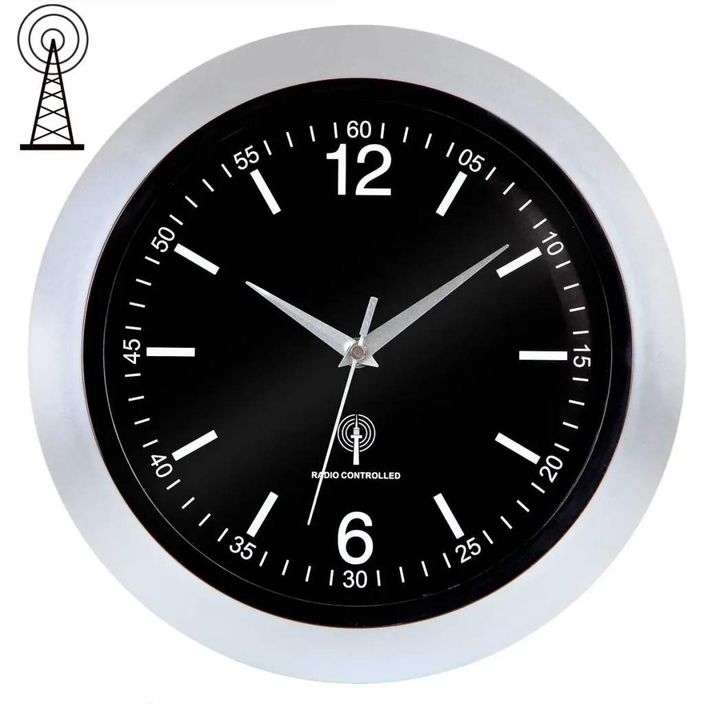 Wall clock silver/black Ø30cm