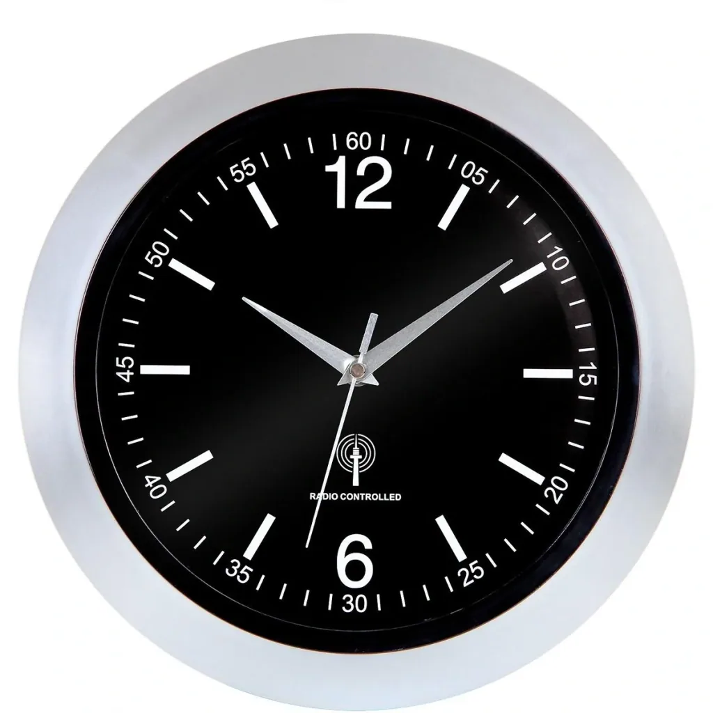 Wall clock silver/black Ø30cm