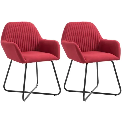 Dining room chairs 2 pieces fabric wine red