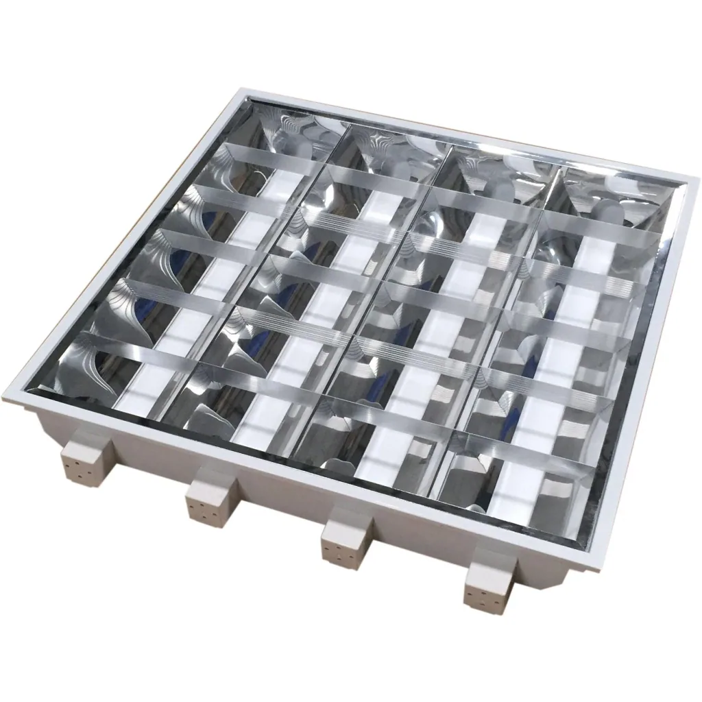 Right recessed luminaire T8 598x598mm, 4x18W