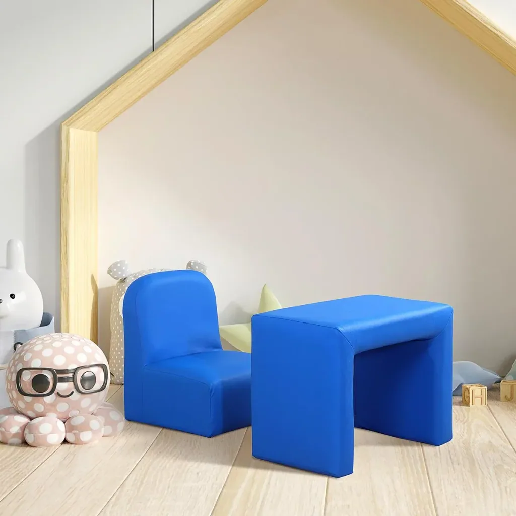 2 in 1 children's sofa table and chair blue