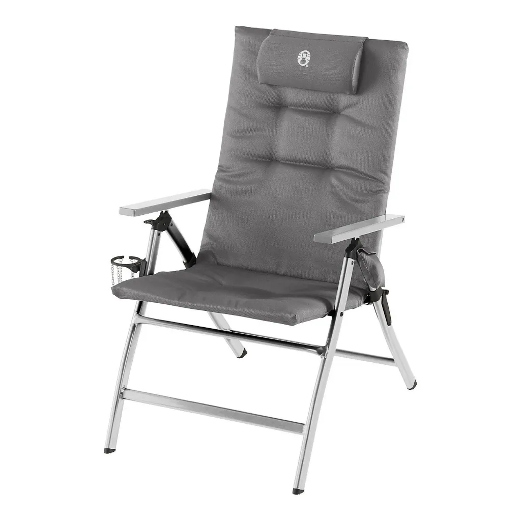 5 Position Padded Aluminium Camping Chair with Integrated Cup Holder and Padded Backrest, Max 120 kg