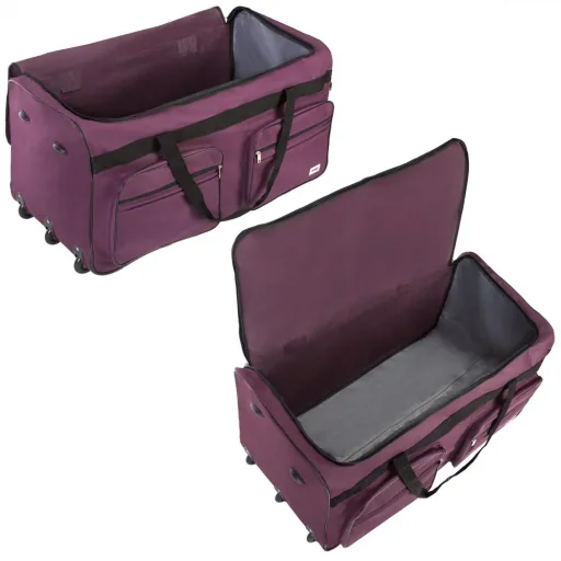XXL travel bag purple with trolley function 3 wheels 160 LITER 85x43x44cm