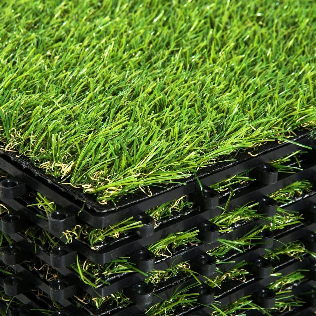 10 patio tiles 25mm green set artificial turf