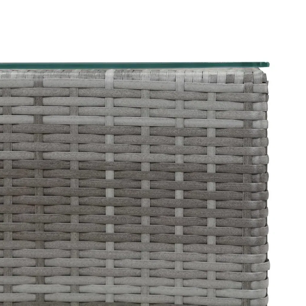 Side table 3-piece with glass top poly rattan grey