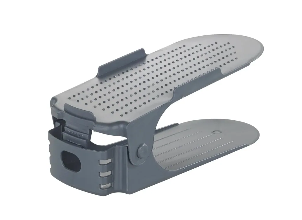 Shoe holder, shoe stacker, shoe organizer height adjustable, gray, 8-pack
