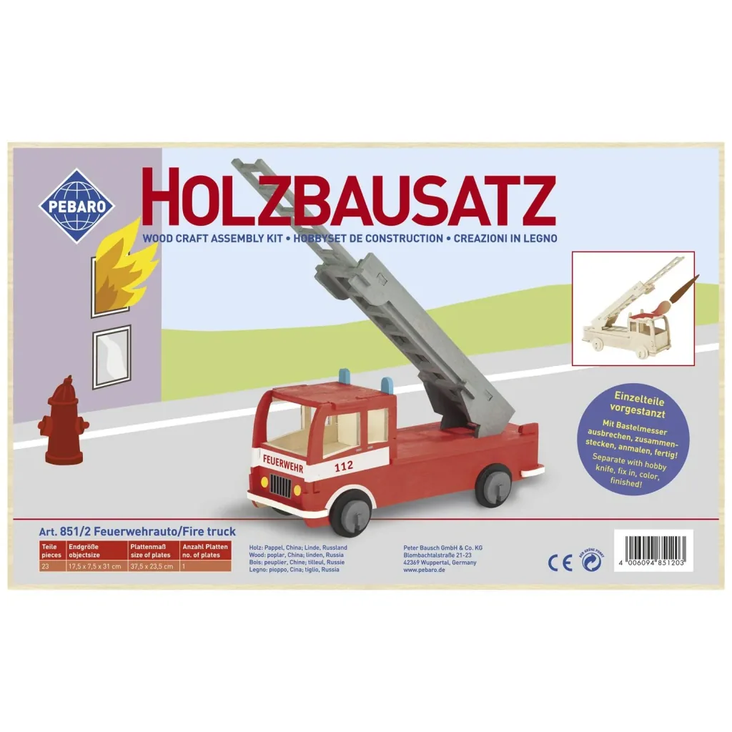 Wooden construction kit "Fire engine", 17.5 x 7.5 x 31 cm