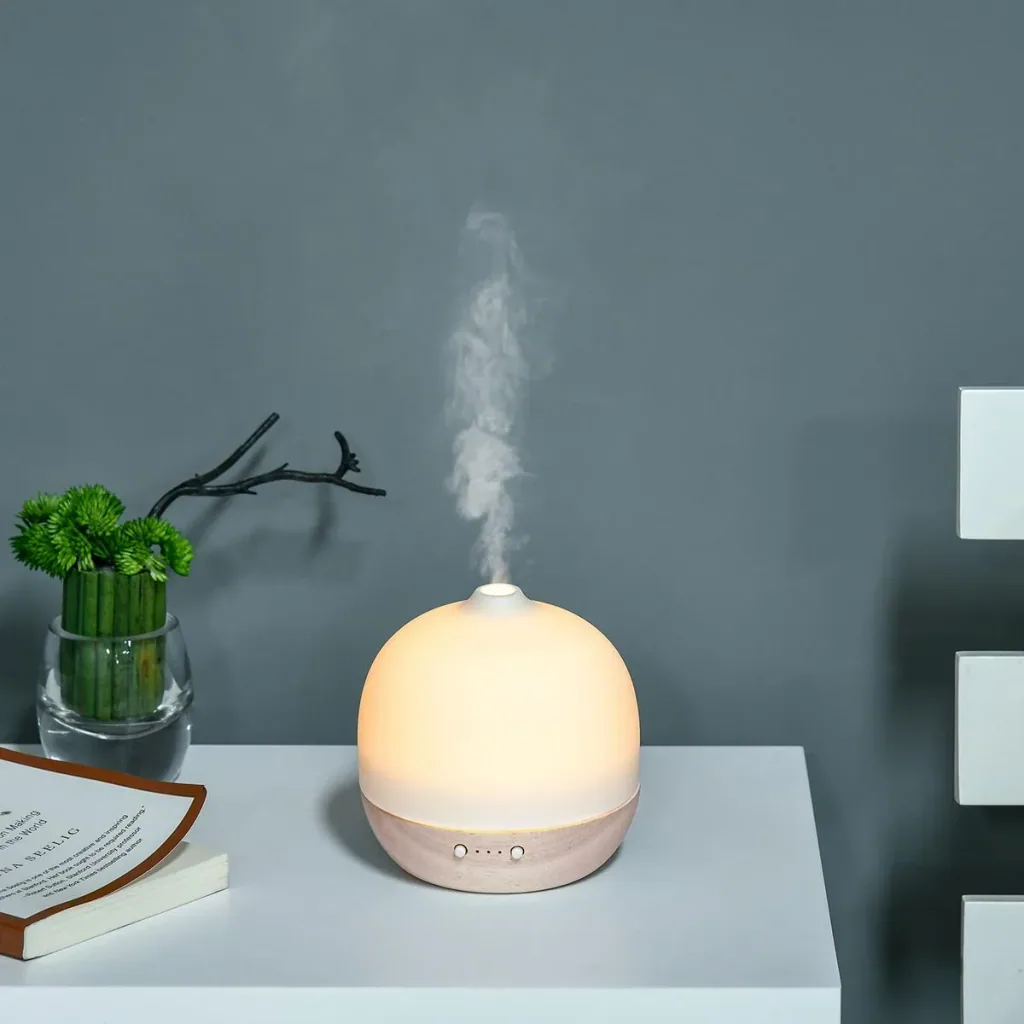180ml Aroma Diffuser for Essential Oils Humidifier with Adjustable LED Warm Lights, 2 Mist Mode, Timer, Waterless Auto-o